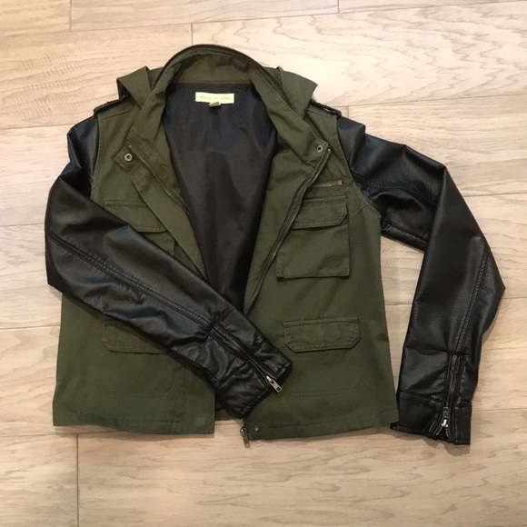 Urban Outfitters Jackets & Blazers - Urban Outfitters Army Green Vegan Leather Jacket